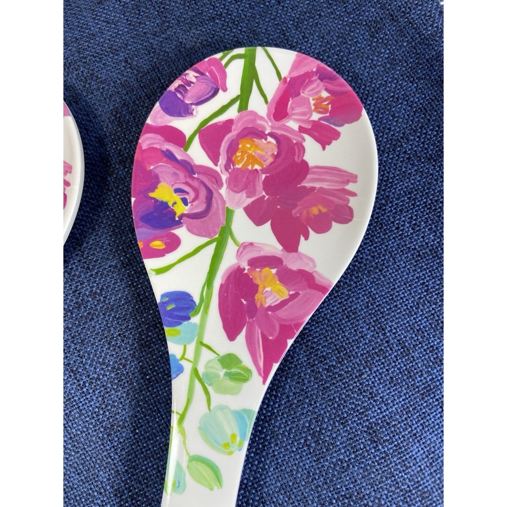 Anthropologie Paint + Petals by Bridgette Thornton 12.5" Serving Spoon & Fork - Picture 8 of 12